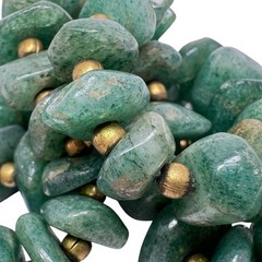 Vintage Green Aventurine Irregular Nugget Goldtone Bead Necklace