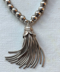 Vintage Sterling Silver Beaded Tassel Bracelet by Joy Bali c. 1990s–2000s, 7”