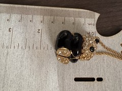 Vintage Panda Rhinestone Hinged Pendant Necklace Hidden Lucky Charm Gold Tone
