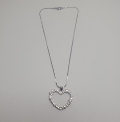 Vtg Silver Australian Crystal Heart Pendant 16″ Necklace Earring Gift Box Set