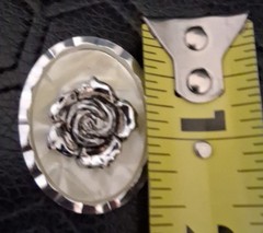 Vintage Scarf Ring Clip Western Germany Jewelry 3D Rose Flower Floral Tone