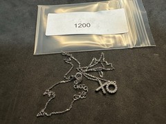 2.06g Vintage Sterling Silver 925 XO Pendant Necklace Adjustable M 17 in