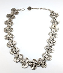 Vintage SERAGLIO Hammered Silver Tone Circles Chunky Statement Necklace 21.5″