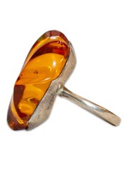 Vintage Baltic Cognac Amber Sterling Silver Ring US 6 1/4