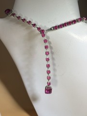 Rare, Vintage Weiss Magenta Rhinestone Necklace Bracelet-Costume Jewelry-AS IS