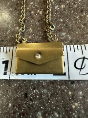 Necklace Brass Chain With Tiny Brass Purse
