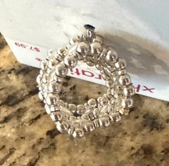 1″ Long Vintage 2001 Xhilaration Y2K Silver Metal Beaded Wide Ring Target OSFA