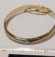Jtv Yellow Gold Over Sterling Silver Diamond Cut Hinged Bangle… 7 Inches…