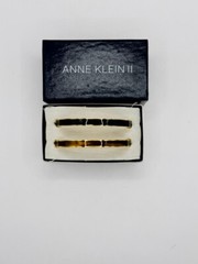 Anne Klein II Bangle Bracelets Vintage in Original Box Gold Tone Black and Brown