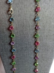 Vintage Austrian Crystal Multicolor Pastel Crystals And Gold Tone 30″ Necklace