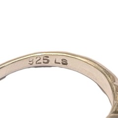 Vintage Designer Signed LS Sterling Silver Genuine Amber Size 8.5 Ring