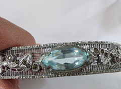 Antique Art Deco/Art Nouveau Filigree Bracelet Blue Glass