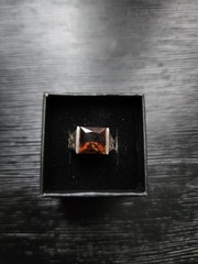 Vintage 90’s Modernist Smoky Quartz & Sterling Silver Ring Size 6