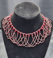 Vintage MIRIAM HASKELL Red Beaded Adjustable 11.75″ to 14″ Necklace/Chocker