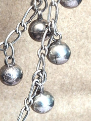 Vintage Sterling Silver Multiple Ball Dangle Pendants Anklet w/Heart Charm