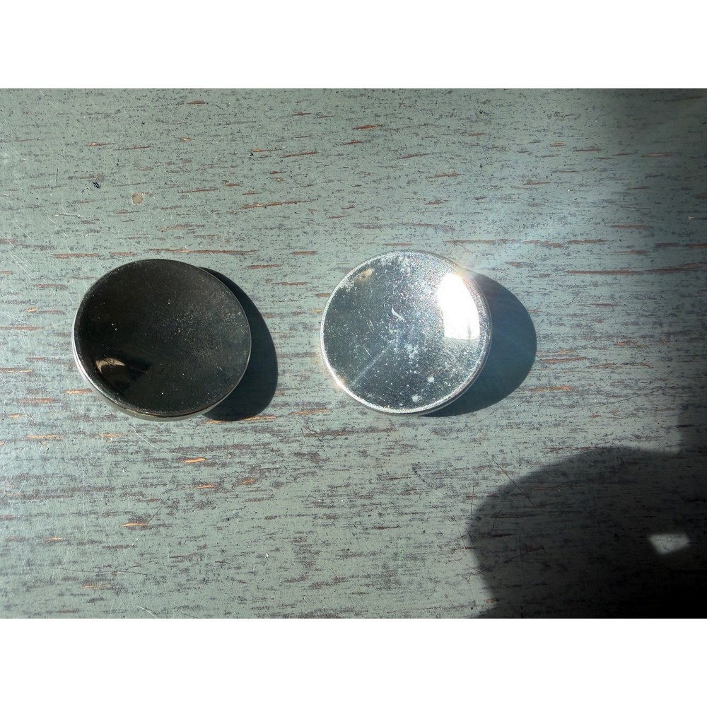 Vintage Silver Tone Large Round Domed Clip On Earrings Minimalist Statement