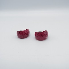 Pink Open Hoop Earrings Paint Splatter Funky Retro
