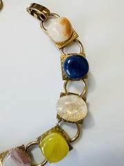 Vintage Natural Polished Gemstone Bracelet 7.5”
