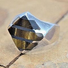 MUSEUM 1940s MEXICO CITY STERLING RING Victor Cortez VCD Modernist Tiger Eye 925