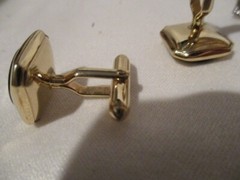 SWANK Set of 2 Cufflinks a Silvertone w/Goldtone design & Goldtone w/Faux Stone