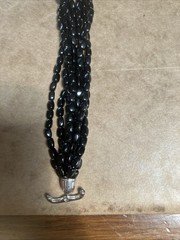 Vintage Multi Strand Multi Beads Black White Opalescent Glass Bead Necklace