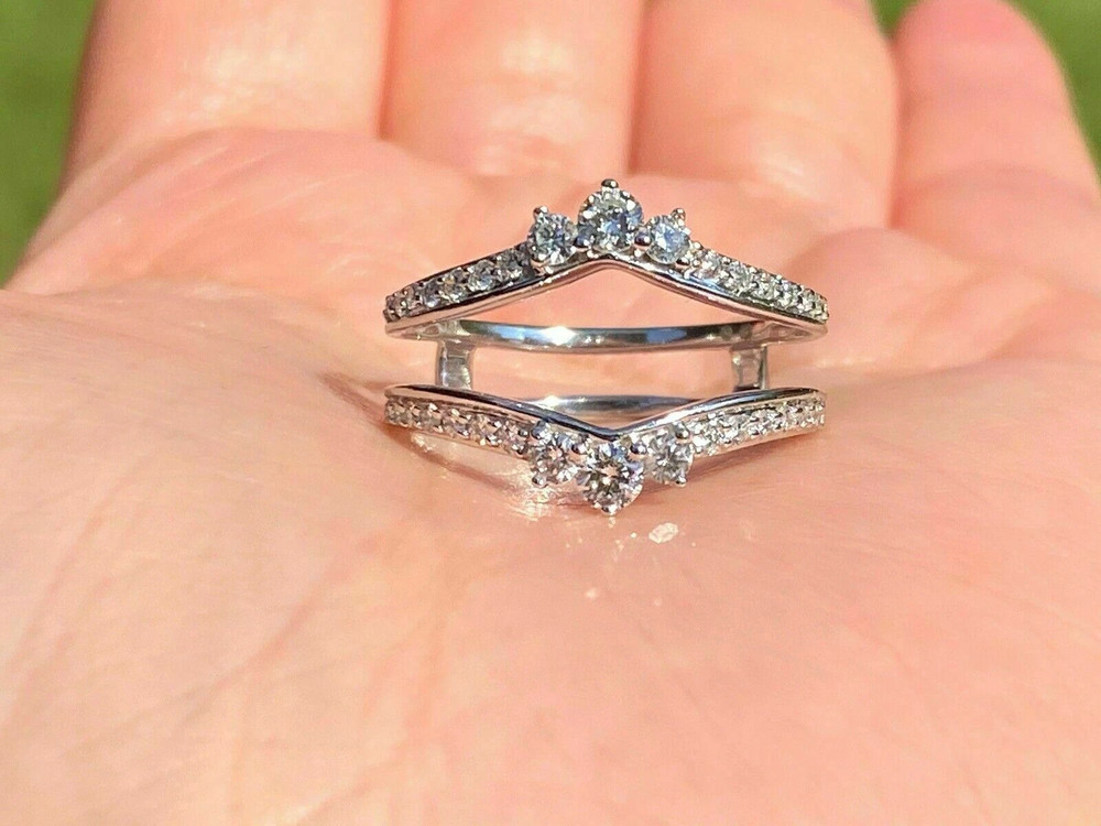 14K White Gold Over 2Ct Lab Created Round Diamond Wrap Enhancer Wedding Her Ring