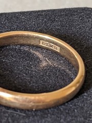 Antique 14k Solid Gold Wedding Round Band Large Ring Sz 11 Letter W Hallmark
