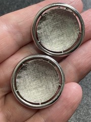 TRIFARI Signed Vintage 1” Round Textured Modernist Silver Tone Clip Earrings