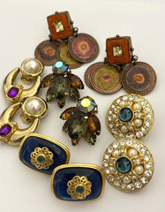 Vintage Jewelry Lot Signed Earrings Panetta Trifari Blanca Anne Klein GAS Bijoux