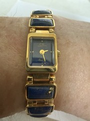 VTG 1970s Lapis Lazuli Watch/Bracelet Gold Tone Smithsonian Institution, Unused