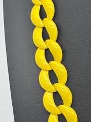 Vintage Napier Necklace of Bright Yellow Coated Enamel Chunky Chain Links Signed