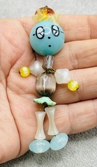Vintage Articulated Bead Doll Pendant Moonglow Lucite Folk Art Charm Whimsical
