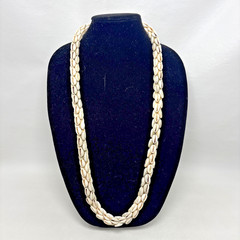 Vtg 70s Cowrie Shell Hawaiian Wedding Lei Beach Statement Thick Necklace 18″