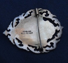 3 pc Set~SIAM STERLING Bracelet~Clip and Pin~Silver and Black with Figures