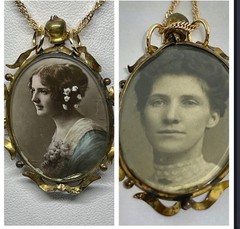 Edwardian Upcycled Double Sided Beautiful Ladies Momento Mori RG Photo Locket