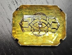 VTG 6 Chunky Amber Gold Chrome Lucite Resin Acrylic Costume Jewelry Pieces