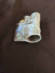 Scarf Ring Tube Shawl Slide Ceramic Fliud Art Gold Accent Irides Hand Made VTG