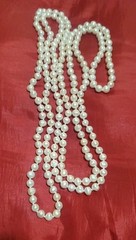 Vtg 64in Continuous Freshwater Pearl Necklace White Rope Strand Knotted 107g