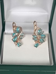 Vintage 1990-s 14 Ct Rolled Gold Aquamarine Zircons Earrings – Hallmarked 585 RG
