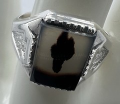Vintage Men’s Sterling Silver Moss Agate Ring