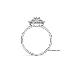 Cluster Flower Design With 0.80CT Moissanites 10K White Gold FN Engagement Ring