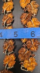 Signed Vintage Lisner Two Tone Amber/Brown Thermoset Oak Leaf Parure Set