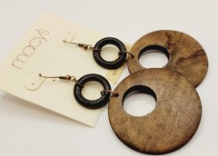 1980s Hippy Dangle Drop Earrings Distressed Faux WOOD Chandelier Vintage 3.5 in