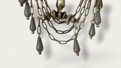 Tuareg Brooch Etched Morocco Silver Tone Lavender Teardrop Stones Swag Chains 5”