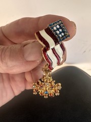 Lunch at the Ritz Earrings American Flag Signed Clip