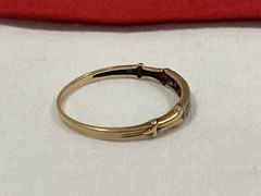 Vintage Antique 14k Solid Yellow Gold Accent Diamond Art Deco Band Ring SIZE 6