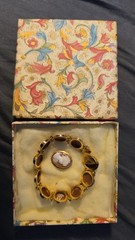 18K Gold 750 Italian Shell Cameo Bracelet P Giacomo Tozzi Firenze w/ Box
