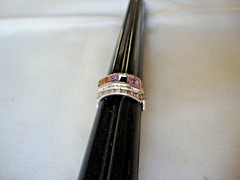 VINTAGE PINK TOPAZ AMETHYST LAVENDER TOPAZ CITRINE WHITE TOPAZ SILVER 925 RING