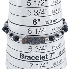 Vintage Sterling Silver 925 Onyx Crystal Black Bead Raw Stone Bracelet 6.5″