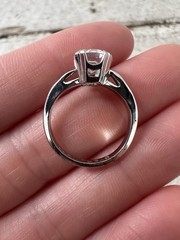 Art Deco 40s Sterling And Spinel Stone Ring Size 5 Wedding Band